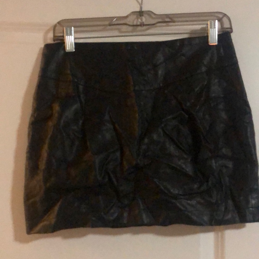 Black mini leather skirt
